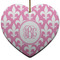 Fleur De Lis Ceramic Flat Ornament - Heart (Front)