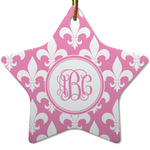 Fleur De Lis Star Ceramic Ornament w/ Monogram