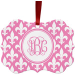 Fleur De Lis Metal Frame Ornament - Double Sided w/ Monogram