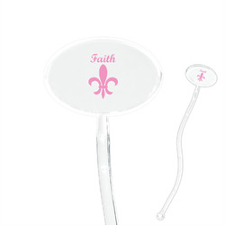 Fleur De Lis 7" Oval Plastic Stir Sticks - Clear (Personalized)