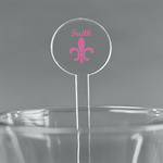 Fleur De Lis 7" Round Plastic Stir Sticks - Clear (Personalized)