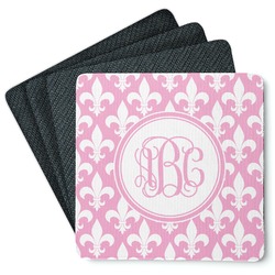 Fleur De Lis Square Rubber Backed Coasters - Set of 4 (Personalized)