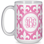 Fleur De Lis 15 Oz Coffee Mug - White (Personalized)