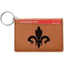 Fleur De Lis Leatherette Keychain ID Holder - Single Sided