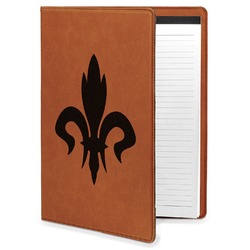 Fleur De Lis Leatherette Portfolio with Notepad - Large - Double Sided (Personalized)