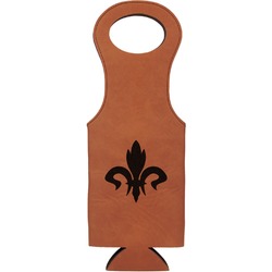 Fleur De Lis Leatherette Wine Tote - Double Sided (Personalized)