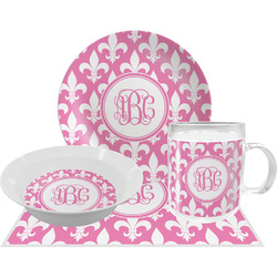 Fleur De Lis Dinner Set - Single 4 Pc Setting w/ Monograms