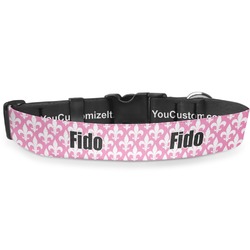 Fleur De Lis Deluxe Dog Collar - Extra Large (16" to 27") (Personalized)