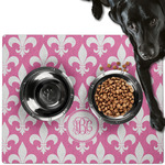 Fleur De Lis Dog Food Mat - Large w/ Monogram