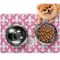 Fleur De Lis Dog Food Mat - Small w/ Monogram