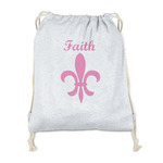 Fleur De Lis Drawstring Backpack - Sweatshirt Fleece - Single Sided (Personalized)