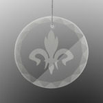 Fleur De Lis Engraved Glass Ornament - Round