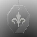 Fleur De Lis Engraved Glass Ornament - Octagon