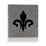 Fleur De Lis Leather Binder - 1" - Grey (Personalized)