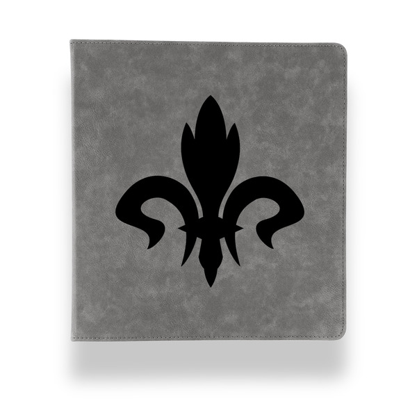 Custom Fleur De Lis Leather Binder - 1" - Grey (Personalized)