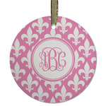 Fleur De Lis Flat Glass Ornament - Round w/ Monogram