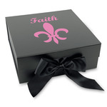 Fleur De Lis Gift Box with Magnetic Lid - Black (Personalized)