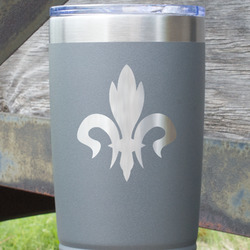 Fleur De Lis 20 oz Stainless Steel Tumbler - Grey - Double Sided (Personalized)