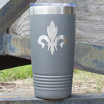 Fleur De Lis 20 oz Stainless Steel Tumbler - Grey - Double Sided (Personalized)
