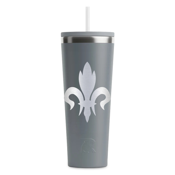 Custom Fleur De Lis RTIC Everyday Tumbler with Straw - 28oz - Grey - Double-Sided (Personalized)