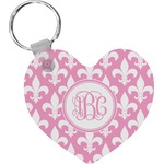 Fleur De Lis Heart Plastic Keychain w/ Monogram