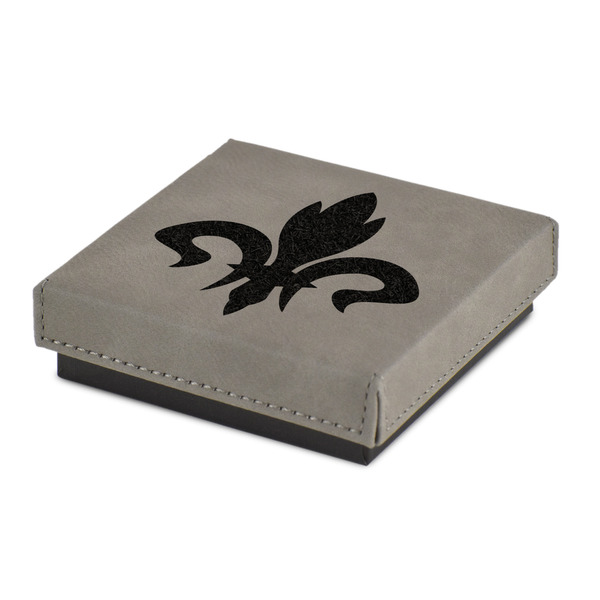 Custom Fleur De Lis Jewelry Gift Box - Engraved Leather Lid