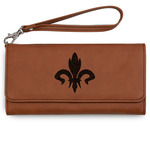 Fleur De Lis Ladies Leatherette Wallet - Laser Engraved - Rawhide