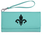 Fleur De Lis Ladies Leatherette Wallet - Laser Engraved- Teal