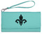 Fleur De Lis Ladies Wallet - Leather - Teal - Front View