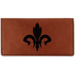 Fleur De Lis Leatherette Checkbook Holder - Double Sided (Personalized)