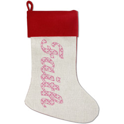 Fleur De Lis Red Linen Stocking (Personalized)