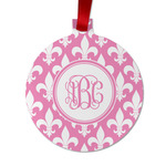 Fleur De Lis Metal Ball Ornament - Double Sided w/ Monogram