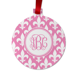 Fleur De Lis Metal Ball Ornament - Double Sided w/ Monogram