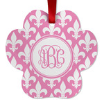 Fleur De Lis Metal Paw Ornament - Double Sided w/ Monogram