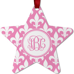 Fleur De Lis Metal Star Ornament - Double Sided w/ Monogram