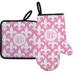 Fleur De Lis Right Oven Mitt & Pot Holder Set w/ Monogram