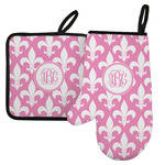 Fleur De Lis Left Oven Mitt & Pot Holder Set w/ Monogram