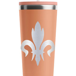 Fleur De Lis RTIC Everyday Tumbler with Straw - 28oz - Peach - Double-Sided (Personalized)