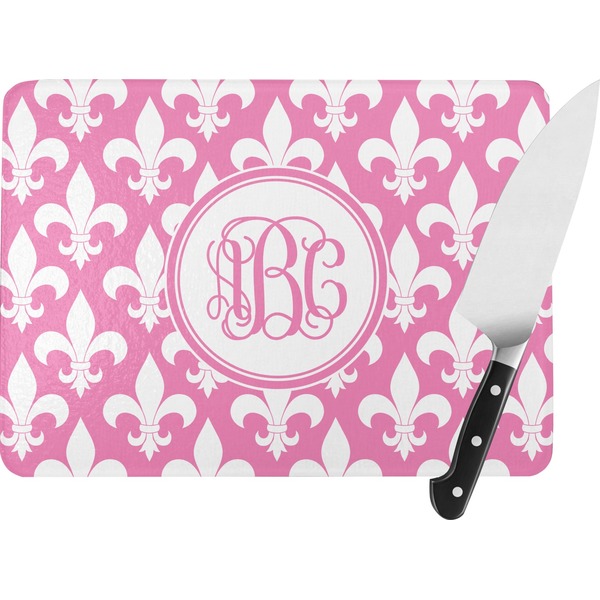 Custom Fleur De Lis Rectangular Glass Cutting Board - Medium - 11"x8" (Personalized)