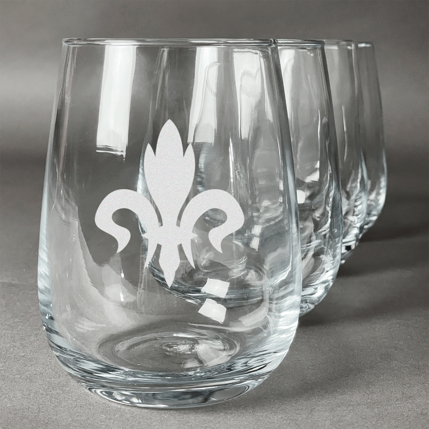 Fleur De Lis Stemless Wine Glasses Set Of 4 Personalized   Fleur De Lis Personalized Stemless Wine Glasses Set Of 4 