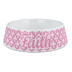 Fleur De Lis Plastic Dog Bowl - Large (Personalized)