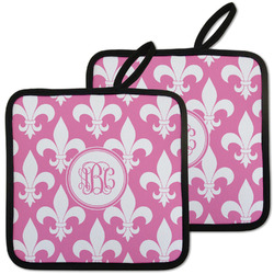 Fleur De Lis Pot Holders - Set of 2 w/ Monogram