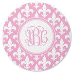 Fleur De Lis Round Rubber Backed Coaster (Personalized)