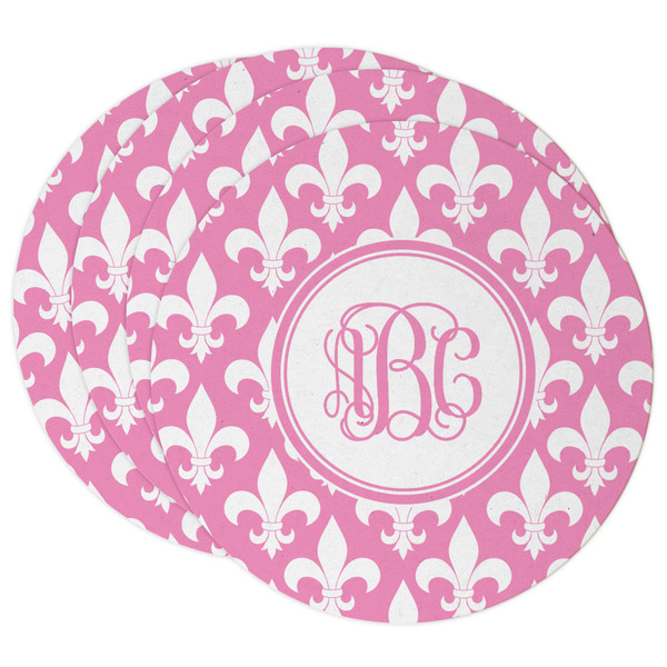 Custom Fleur De Lis Round Paper Coasters w/ Monograms