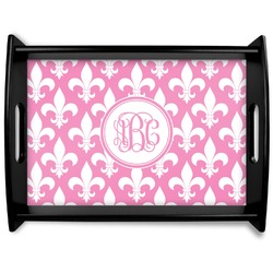 Fleur De Lis Black Wooden Tray - Large (Personalized)