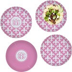 Fleur De Lis Set of 4 Glass Lunch / Dinner Plate 10" (Personalized)