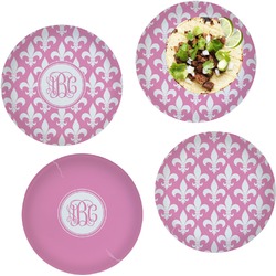 Fleur De Lis Set of 4 Glass Lunch / Dinner Plate 10" (Personalized)