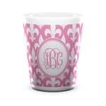 Fleur De Lis Ceramic Shot Glass - 1.5 oz - White - Single (Personalized)