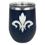 Fleur De Lis Stemless Stainless Steel Wine Tumbler - Navy - Single Sided