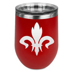 Fleur De Lis Stemless Stainless Steel Wine Tumbler - Red - Single Sided